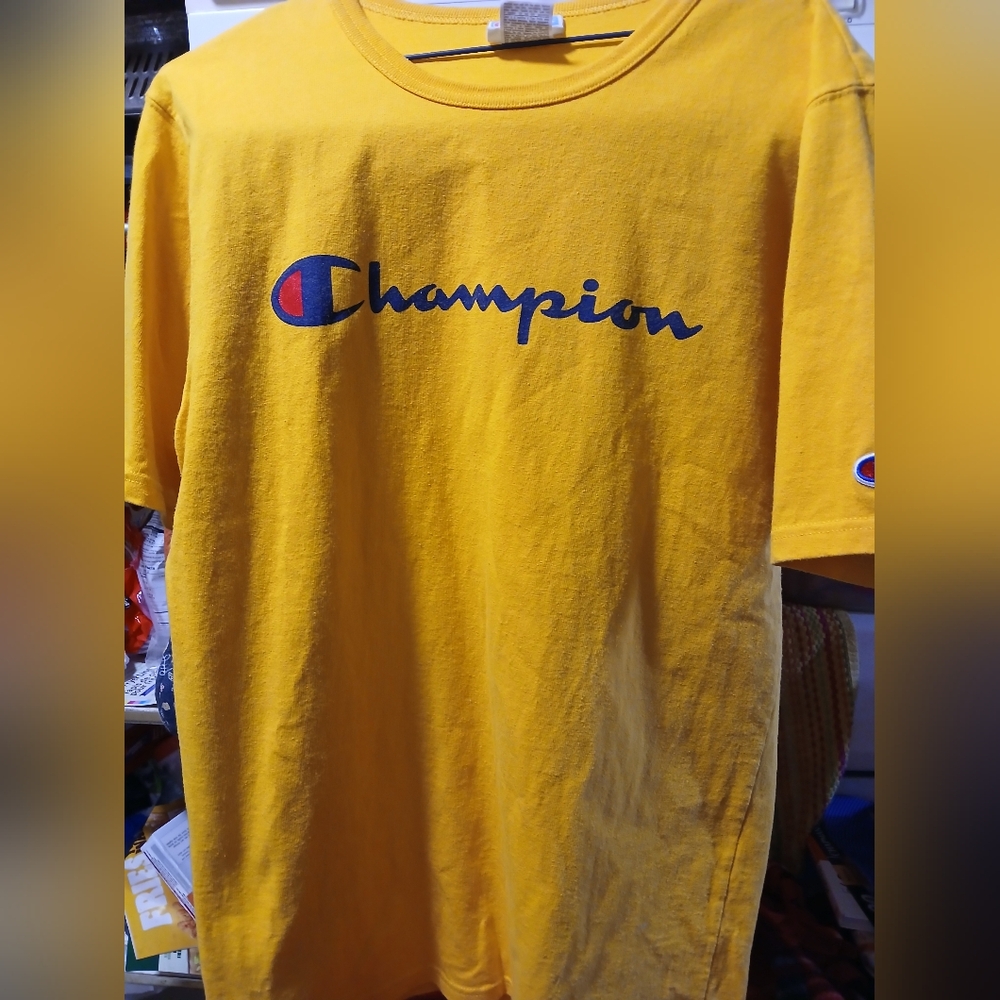 Champion Golden Yellow Tee with Logo, Unisex.